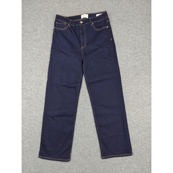 Frame Denim Denim - Frame Le Sleek Straight Jeans Womens 31 Blue Dark Wash Mid Rise Stretch 31x30
